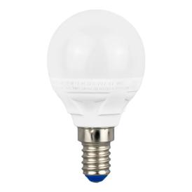 Лампа светодиодная тёплый белый свет.шар E14 7Вт LED-G45 7W/WW/E14/FR PLP01WH  Uniel матовая ЯРКАЯ