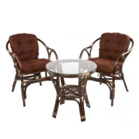 Комплект мебели кофейный натур. ротанг Terrace Set (стол, 2 кресла) Браун