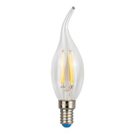 Лампа светодиодная свеча на ветру Е14 7,5Вт 3000К прозрачная Uniel LED-CW35-7,5W/WW/E14/CL GLA01TR