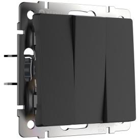 Выключатель трехклавишный черный матовый WL08-SW-3G