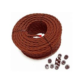 Ретро кабель витой  2х2,5 коричневый за метр