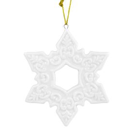 Украшение новогоднее подвесное Снежинка шестиконечная из фарфора 10.3х9.3х0.5см