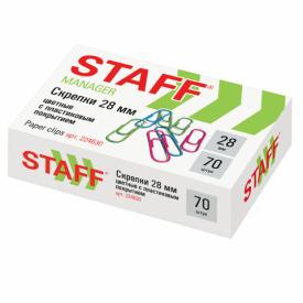 Скрепки STAFF Manager 28 мм. цветные 70 шт. в картонной коробке