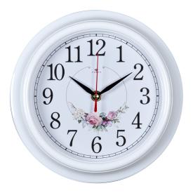 Часы настенные Рубин Венок из роз d21 см корпус белый 2121-139