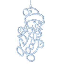 Украшение подвесное новогоднее Снеговик в серебре 8х0.2х11.5см