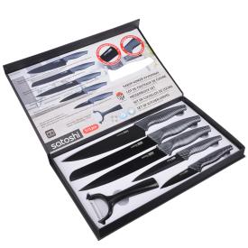 Набор ножей кухонных Satoshi Карбон 6 предметов в магнитной коробке