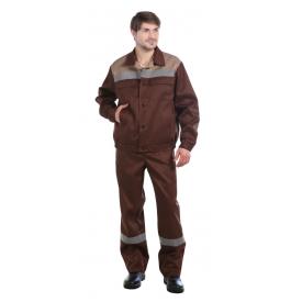 Костюм Оптимал куртка, п/комб коричневый с бежевым СОП р.120-124/170-176