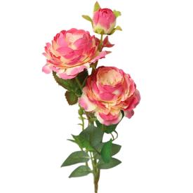 Цветок искусственный Роза розовая из ткани (искусственный шелк, полиэтилен) 61х10х10 см