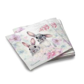 Салфетки бумажные трехслойные Кролики (пастель) 33x33 см 20 шт