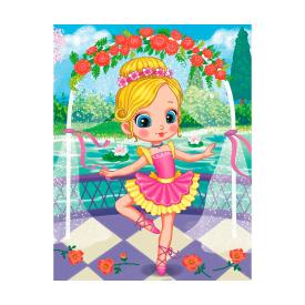 Холст с красками по номерам 14 цветов Маленькая балерина и цветы 17х22 см ХК-8116