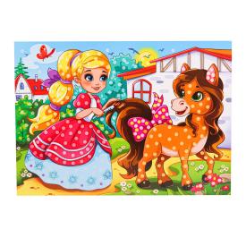 Мозаика из помпонов Принцесса с лошадкой М-0416 Формат А4