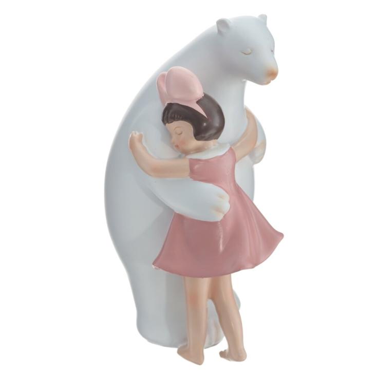 Фигурка декоративная Девочка с медведем L9 W9 H16 см