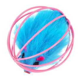 Игрушка-мячик для кошек Игрулик мышка розовая/голубая