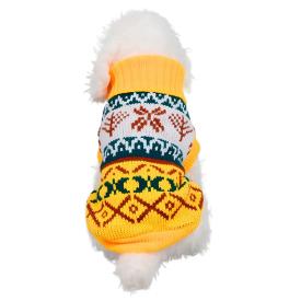 Кофта-свитер для мелких пород собак и кошек Bro Style снежики желтый р XL